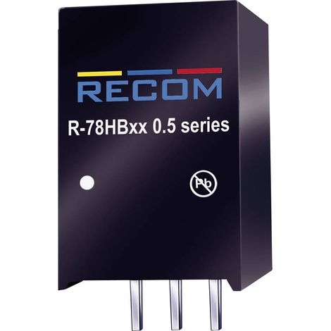 RECOM R-78HB12-0.5 Convertitore DC/DC da circuito stampato 48 V/DC 12 V/DC 0.5 A 6 W Num. uscite: 1 x Contenuto 1 pz. (1/2)