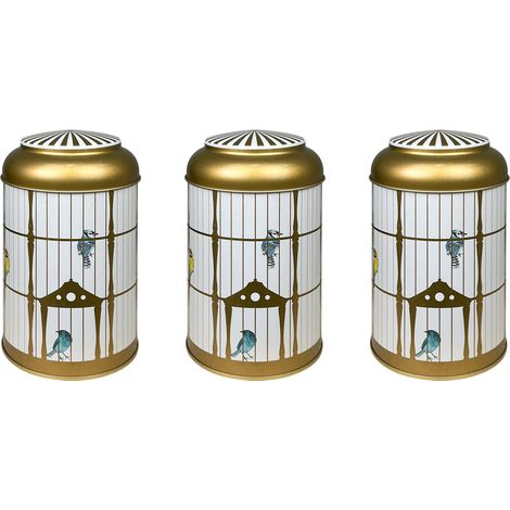 Contenitori Cucina Set 4/3 Pezzi 1 Portapane Contenitore Con Coperchio 3 Barattoli Tè,Caffè,Zucchero,Spezie,Box Organizer Pasta,Barattolo Biscotti Storage Bird Cage - 3 Pezzi