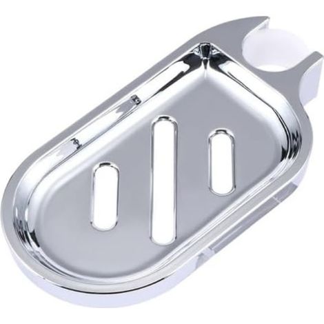 Jabonera de plástico con barra de ducha ajustable y soporte deslizante para jabón, color plata. (1/5)