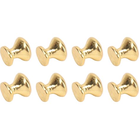 8 Stück Miniatur-Türgriffe mit rundem Kopf im Maßstab 1:12, schlichtes Design, aus Metall, für Puppenhäuser, goldfarben (1/5)