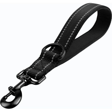 Laisse Courte pour Chien de 30 cm, avec Clip en métal et Rembourrage Doux, réfléchissante, en Nylon, Convient aux Chiens de Taille Moyenne et Grande (Noir, Taille M) (1/5)