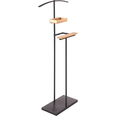 Coat Rack Black Steel Metal 118 cm Freestanding Clothes Stand with Shelves Industrial Hallway PIPOON