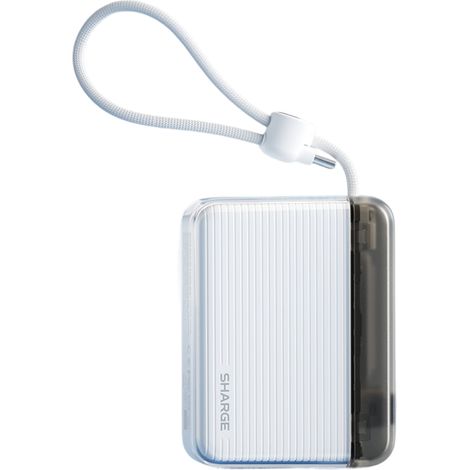 Powerbank SHARGE FlowGo 10000mAh 20W con cavo USB C, colore bianco, ricarica rapida. (1/5)