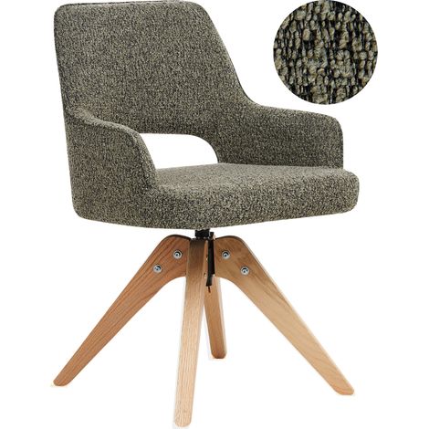 Silla de comedor giratoria respaldo curvo de bouclé verde Moravia (1/5)