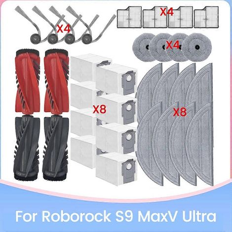 Accessoires de nettoyage ménager efficaces pour Roborock S9 MaxV Ultra : brosse, filtre HEPA, sac à poussière et chiffon. (1/5)