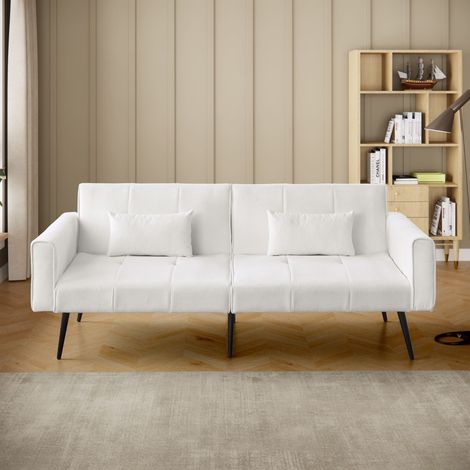 Canapé convertible 3 places confortable – Canapé-lit futon moderne – Idéal pour petits espaces, salon et chambre – 173x71x71 cm – Beige (1/5)