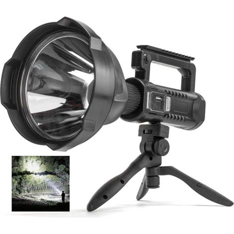 Lampe torche puissante lumens - Projecteur LED multifonctionnel rechargeable pour camping et pêche 8000 (1/4)