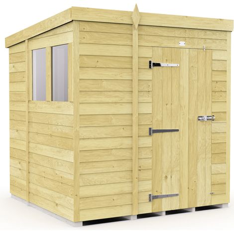 6 x 7 Feet Pent Shed - Single Door With Windows - Wood - L214 x W185 x H201 cm