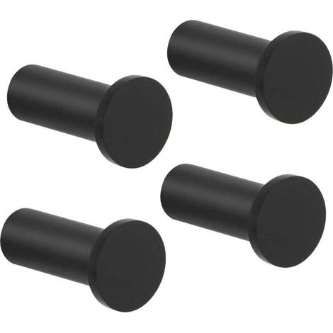 Set di 4 ganci rotondi a vite da parete, robusti portasciugamani in acciaio inox per bagno, camera da letto, cucina, ingresso, 16 x 35 mm, neri