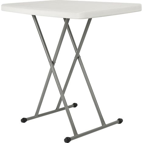 Mesa rectangular pequeña plegable 76 x 50 x 74 cm Altura regulable blanca (1/5)