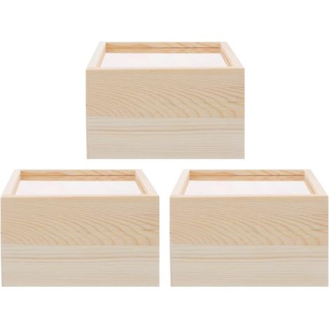 Caja de joyería pequeña deslizante de 3 piezas en acrílico y madera. (1/5)