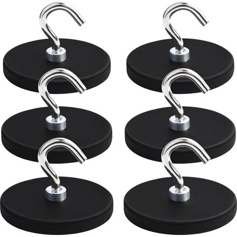 Lot de 6 Aimants en Néodyme Extra Puissants - Diamètre 43 x 6 mm - M4 à Visser - Plat Avec Trou - Tête Fraisée - Ronds - Grand Avec Crochet (1/5)