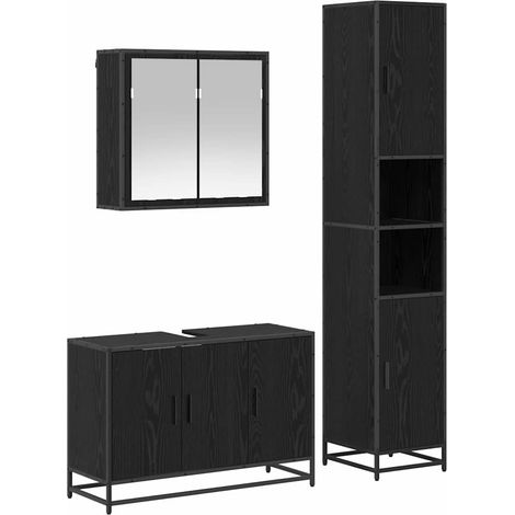 Maison Exclusive - Badezimmermöbel-Set 3 pcs Schwarz Eichen-Optik