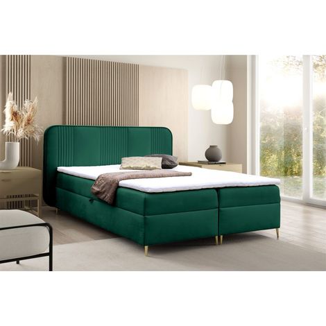 Boxspringbett Schlafzimmerbett AVERY 120x200cm Stoff Magic Velvet Flaschengrün