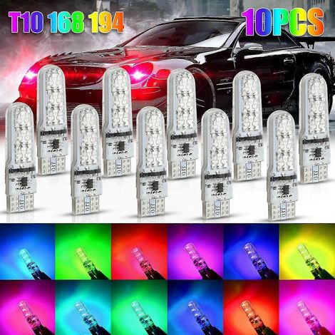 Ampoules LED T10 RGB multicolores avec télécommande RF pour éclairage de stationnement de voiture (1/4)