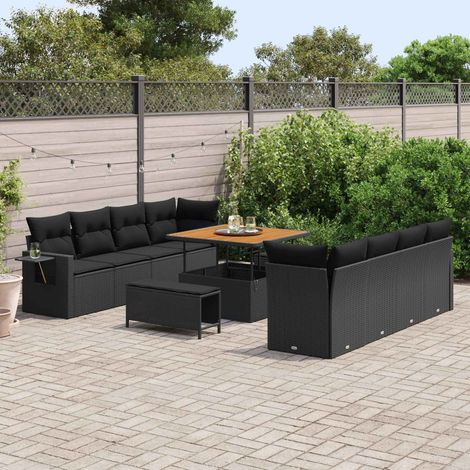 Teenpull – Gartensofa-set 11 Stk. Schwarz Poly Rattan (1/5)