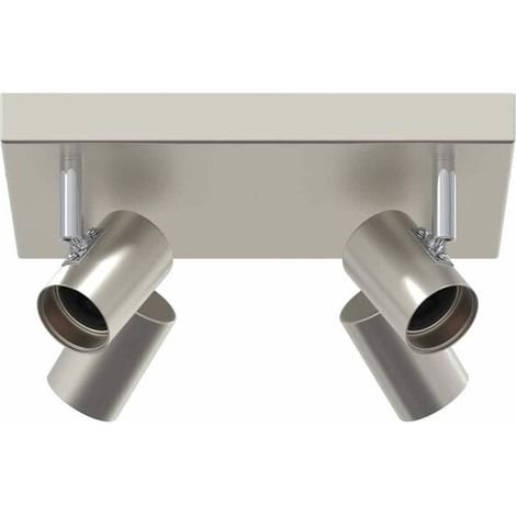Spot de plafond nickelé, 26,5 x 26 x 11,5 cm, matériau métallique. (1/5)