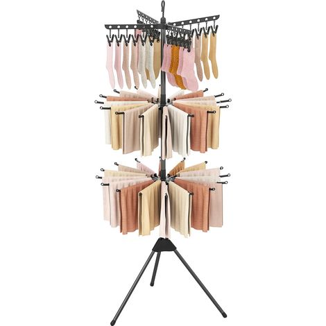 COSTWAY Stendibiancheria da Pavimento a 3 Livelli, Auoto Tripode Stendibianchiera Alto 178 cm con con 24 Ganci & 32 Aste, Portaasciugamani Pieghevole con Bracci Rotabili per Lavanderia e Balcone (1/5)