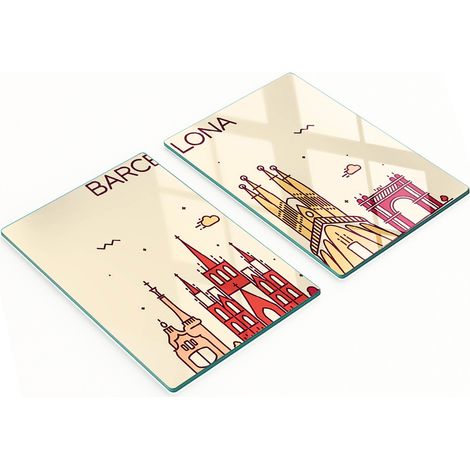 Taglieri da cucina in vetro con scritta grafica Barcelona, 2x40x52 cm (1/5)