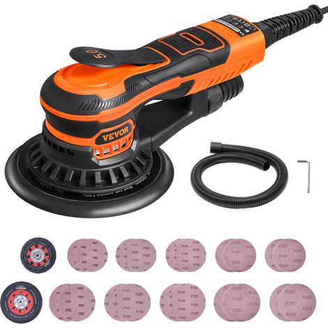 Ponçage efficace ponceuse excentrique 350 W, 6 vitesses, 127/152 mm, avec 20 papiers abrasifs pour bois (1/5)