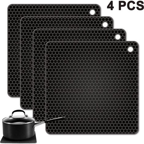Sous-Plat En Silicone Alimentaire - Résistant À 250 °C - Surface Alvéolaire Antidérapante - Pour Cuisine Et Table - Lot De 4 (1/5)
