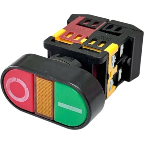 Trade-Shop Drucktastenschalter, Rot / Grün mit integrierter LED-Anzeige APBB-22 & 25N
