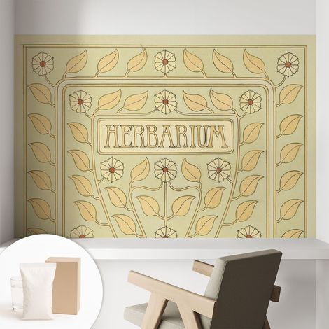 Papier peint intissé décoratif avec colle pour salon chambre et bureau Installation rapide Ornement végétal 104x70 cm (1/5)