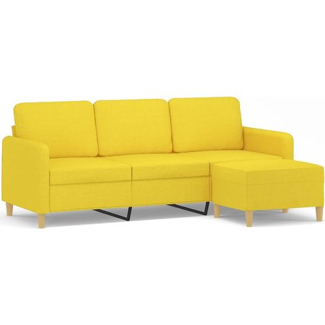 Canapé à 3 places，Sofa pour Salon，Banquette avec repose-pieds Jaune clair 180 cm Tissu CFW646507 (1/5)