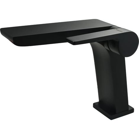Grifo de bañoZOLGINAH ,Diseño minimalista moderno negro y elegante,Grifo monomando para lavabo de cascada de latón cromado,Agua fría y caliente disponible, elegante grifo para lavabo (1/5)