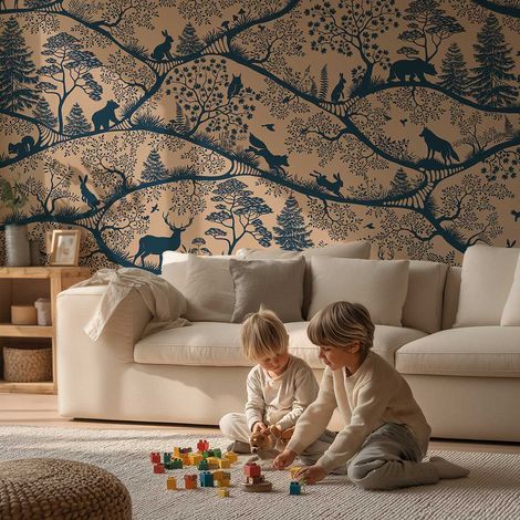 Papier peint forêt ludique chambre enfant papier peint (1/5)