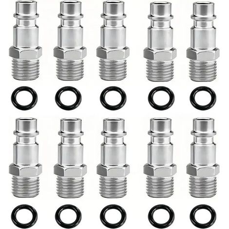10 Stück 1/4" BSP-Außengewinde-Industrie-Lufteinlass aus Stahl, Druckluftwerkzeugzubehör, Schnellkupplungen, Druckluftstecker (1/5)