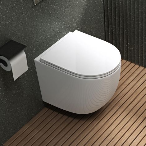 Mai & Mai Hänge-WC Toilette spülrandlos Aachen179 neu Wand-WC Weiß aus Keramik 36x50x36cm Wandmontage