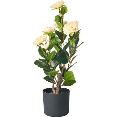 Pianta artificiale in vaso Albero decorativo finto 60 cm verde Camelia