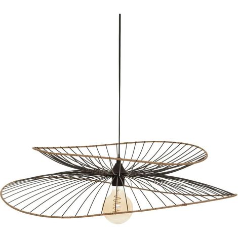 Suspension Alara Noir - Abat-jour en Métal D70cm - Ampoule Non Incluse E27 40W - Luminaire pour Salon, Bureau, Chambre, Cuisine