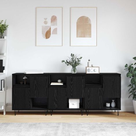 Tableros Lateral 3 pcs Roble negro 180 x 35 x 70 cm