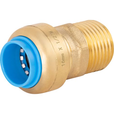 Raccord droit mâle 16mm – Sortie 15x21 – Laiton pour plomberie – Installation rapide sans outil – Compatible PER et multicouche (1/4)