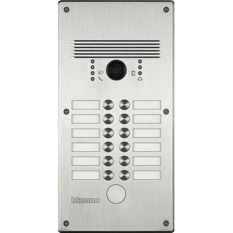 Platine monobloc antivandale - 9 à 12 boutons poussoir- Linea 300 - façade alu (1/2)