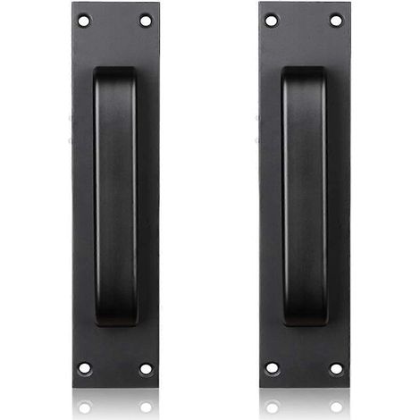 2 poignées de porte coulissantes noires pour cuisine/meubles/placards/penderies/tiroirs, style porte de grange (1/5)