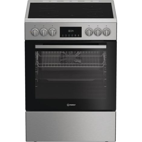 Indesit – Cuisinière vitrocéramique 4 foyers – Classe A – Volume 72L – Type de chaleur : convection – Énergie plaque : électrique – I6V5LCX