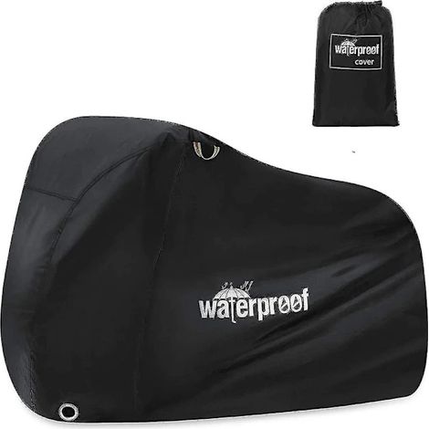 Housse de vélo extérieure imperméable en polyester 210T avec œillets de verrouillage, résistante aux UV, pour le rangement du vélo, noire, 200 cm (1/5)