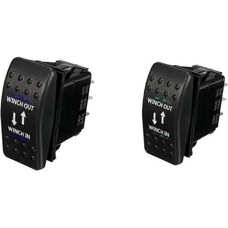 Lot de 2 interrupteurs à bascule 12 V 20 A pour treuil (entrée/sortie), 7 broches, LED bleue et verte (1/5)
