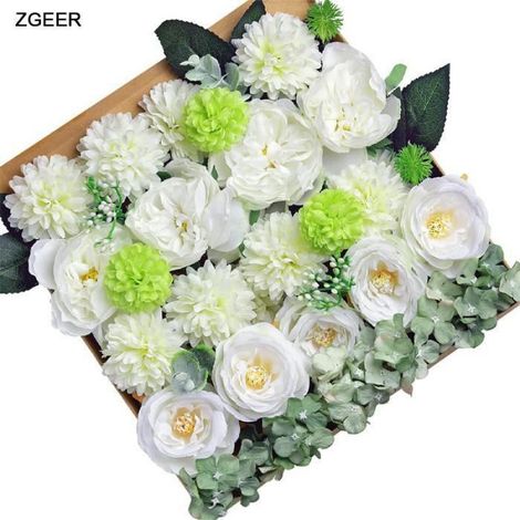 Fleurs Artificielles - - 39 pcs - Soie - Blanc Vert - Ne se décolore pas (1/4)