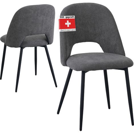 Albatros Esszimmerstühle mit Cord-Bezug 2er Set SILVI, Grau- Stilvolles Vintage Design, Cord-Bezug, SGS geprüfter Polsterstuhl - Moderner Küchenstuhl, Stuhl Esszimmer oder Esstisch Stuhl