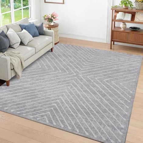 Tapis moderne et minimaliste pour salon, 140 x 200 cm, gris clair (1/5)