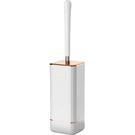 Brosse WC Mural - Tete Flexible 360 Degres - Support Adhesif Sans Perçage - Blanc - 1 Unite (1/4)