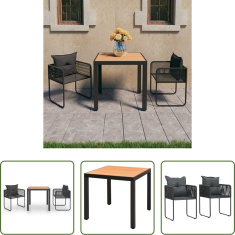 vidaXL Table de jardin - Ensemble à manger de jardin 3pcs PVC résine tressée noir marron (1/5)