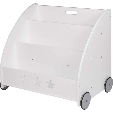 Woltu – Bibliothèque enfant 3 niveaux – Étagère à jouets avec roulettes – Matériaux écologiques MDF E1 – Dimensions 62x57x42 cm