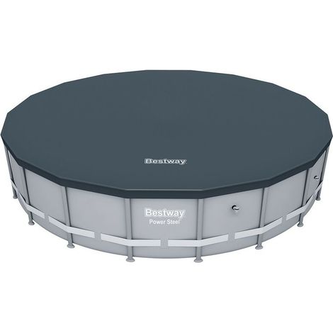 Bâche de piscine ronde 488 cm Protection en PVC contre débris et intempéries Conserve la chaleur de l'eau Pour piscines hors sol (1/3)