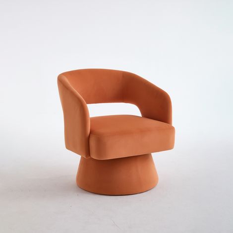 Poltrona girevole a 360° in tessuto arancione MODENUIT (1/5)
