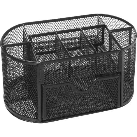 Metall-Stiftehalter mit Netzstruktur Büromaterial-Organizer Multifunktionale schwarze Aufbewahrungsbox (1/4)